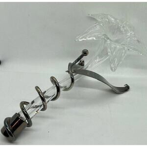 Hand Blown Glass Flower & Sculptured Meal Holder Hibiscus Orchid Lily